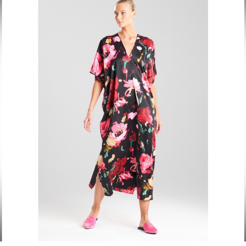 Natori Haiku Charm Caftan in Black and White